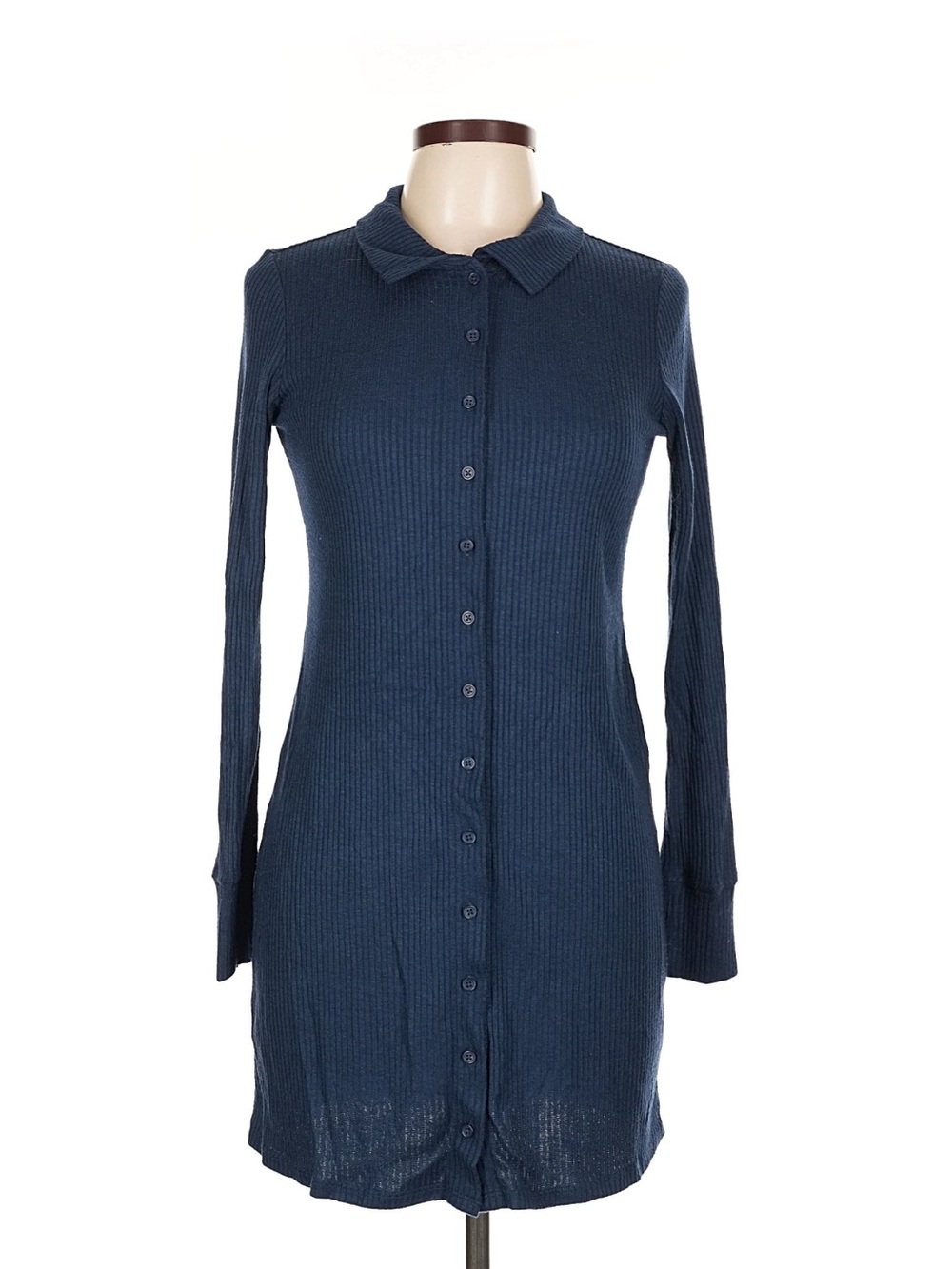 Z SUPPLY Navy Ribbed Button-Front Dress Size Large